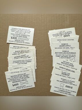 Milton Bradley ‘Operation’ Game Replacement Pieces Parts Doctor Cards 23 Cards